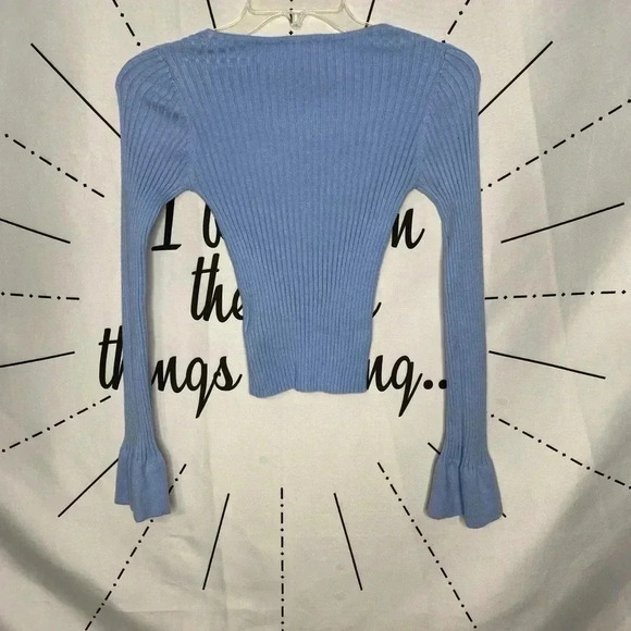 ASOS Blue Cropped Bell-sleeve Cardigan Sweater - Picture 5 of 5